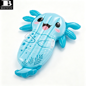 Kawaii aufblasbare Axolotl-Pool-Luftmatratze, niedliche ozeanblaue aufblasbare Schwimmliege mit Griffen für Sommerpartys - Product Image 6