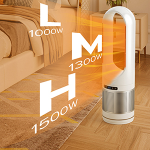 Ventilatore a Torre Senza Pale Elettrico Intelligente con Funzione di Raffreddamento e Riscaldamento, Purificatore d'Aria con Filtro HEPA, Facile Installazione per Casa e Hotel - Product Image 4