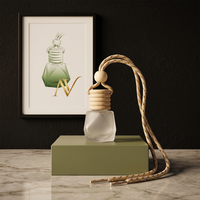 Bouteille diffuseur de parfum vide en verre dépoli transparent pour voiture, conteneur en verre pour huiles essentielles, vente en gros