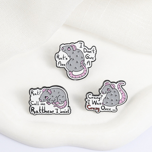 Crazy I Was Crazy Once Mouse Enamel Pins Humor Rat's <strong>Ass</strong> I Don't Give a Brooches Backpack Lapel Badge Jewelry Gifts for Friends - Product Image 3