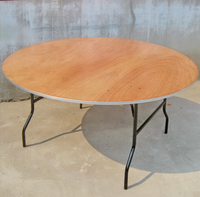 Table pliante ronde en bois pour banquet, mariage, ferme, événement, location, table à manger