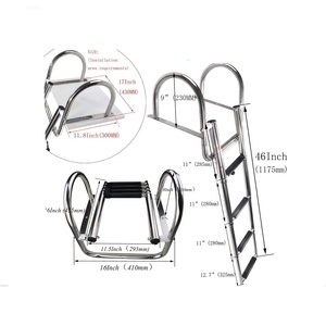 Échelle de pont pliante en acier inoxydable à <span class=keywords><strong>4</strong></span> <span class=keywords><strong>marches</strong></span> robuste <span class=keywords><strong>avec</strong></span> main courante à pédale pour bateaux - Product Image 2