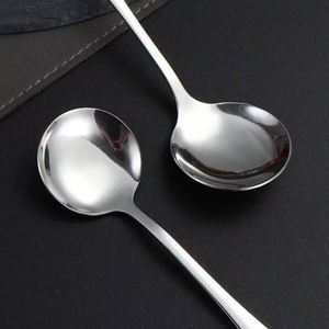 Factory Wholesale Custom Own Brand Stainless Steel Round <b>Spoon</b> for Coffee Soup - Product Image 2
