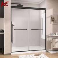 Vente en gros de portes de salle de bain coulissantes en aluminium pour hôtel, salle de douche en verre trempé étanche