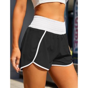 FOXA Pantalones cortos deportivos para mujer, pantalones cortos para correr de cintura alta con bolsillo, pantalones cortos deportivos para entrenamiento, negro y blanco, S - Product Image 4