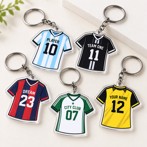 พวงกุญแจอะคริลิคเสื้อฟุตบอลแบบกำหนดเอง พวงกุญแจหมายเลขเสื้อทีมแบบส่วนตัว ของขวัญส่งเสริมการขายสโมสรกีฬา ผู้ผลิต OEM - Product Image 1