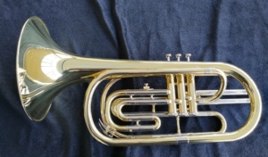 Trombón de pistón de <span class=keywords><strong>marcha</strong></span>, laca dorada de alto grado, con 3 válvulas de acero inoxidable (JMS-300) - Product Image 3