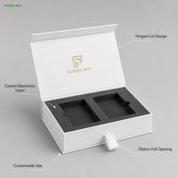 Caja de Regalo Rígida Magnética de Lujo con Logotipo Personalizado en Lámina Dorada, con Inserto de Espuma EVA y Terciopelo para Embalaje de Teléfonos y Electrónicos, Venta al Por Mayor
