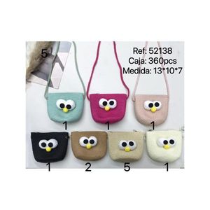 Mini borsa a tracolla con faccia di gufo all'uncinetto 13x10x7 cm per bambine, accessorio moda - Product Image 1