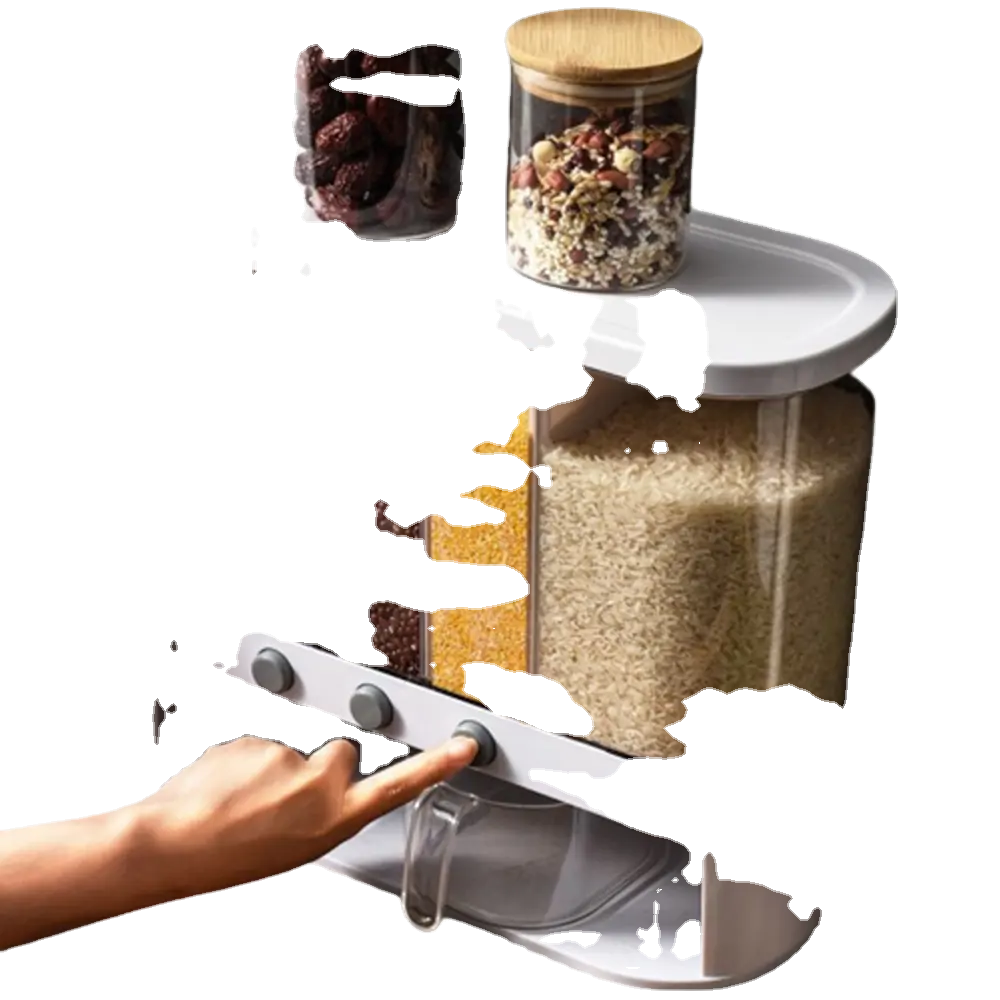 Scatola di immagazzinaggio per alimenti a 5 scomparti scatola per alimenti da cucina contenitore per riso in grani da cucina rettangolo classico