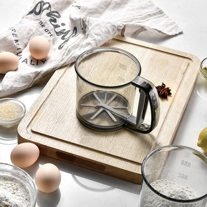Plastic flour sifter strainer for <strong>cooking</strong> baking <strong>sieve</strong> with hand press 3 cup capacity fine mesh - Product Image 4
