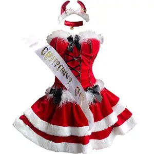 Baru Grosir Kostum Wanita Santa Claus Gaun Sinterklas Pesta Natal Kostum Gadis Seksi