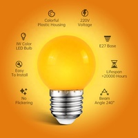 Ampoule LED G45 Décorative 1W en Plastique E27 Lumière Colorée, Lampe de Fête Sept Couleurs pour Décoration de Noël et Fêtes