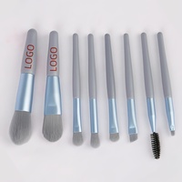 Mini Kit de 8 Pinceaux de Maquillage Professionnels avec Trousse en PU, Pinceau Blush Super Doux Artificiel de Haute Qualité