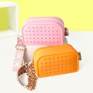 Unisex DIY Hole Water Resistant <b>Large</b> Capacity Coin Purse Fashion Zipper Silicone <b>Makeup</b> <b>Bag</b> With a Hanging Rope - Product Image 3