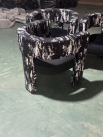 Fauteuil d'appoint design moderne en tissu imprimé noir et blanc, fauteuil de détente rembourré pour salon, hall d'hôtel