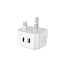 Cargador Rápido Universal con Doble Puerto USB Tipo-C PD y Enchufe UK/EU para Teléfonos Inteligentes Android, Tabletas, Relojes Inteligentes y Cámaras