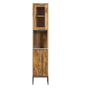 <b>Rustic</b> Solid Wood Tall <b>Cabinet</b> With 2 Doors And Metal Legs Living Room Storage Furniture in bulk price - Product Image 1