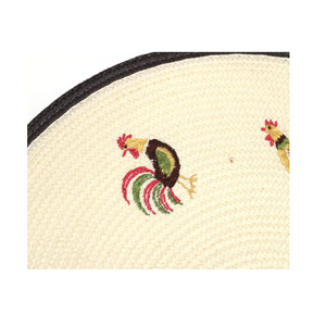 Tapete de Mesa Redondo de Plástico PP Tejido con Logotipo de Gallo Bordado Estilo Zen Asiático, Impermeable, No Tóxico, 32-38cm EM61, Logotipo de Gallo Bordado A - Product Image 3