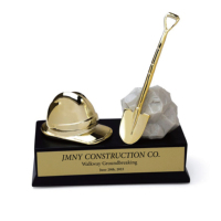 Plaques de métal gravées, peintes à la main, vierges, en résine, design personnalisé, mini pelle, trophée de construction cérémonielle