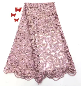 Guangzhou tofine sequin lace fabric elegent tulle lace factory direct french lace for nigerian woman