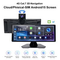 Caméra de tableau de bord 4G Cloud Android 15 IPS 1080P 3+32G 8 cœurs avec CarPlay & Android Auto sans fil, écran partagé et surveillance à distance