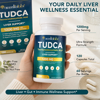 Suplemento de Ácido Tauroursodeoxycólico de 1200 mg para la Salud del Hígado, Marca Privada, Sin Gluten, Vegano, Apoyo al Metabolismo, Cápsulas TUDCA