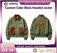 Blouson Bomber Vintage à Revers Contrastant avec Logo Personnalisé, Veste Streetwear Homme Coupe Ample, Approvisionnement Direct Usine