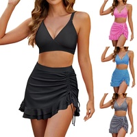 Ensemble de bikini rayé taille haute personnalisé pour femmes Maillots de bain deux pièces col en V de créateur avec couverture