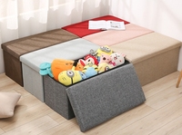 Banc de salon rembourré en lin repose-pieds pouf avec rangement pliable personnalisé