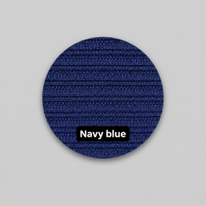 Tissu en maille côtelée double en polyester bleu marine, textile extensible texturé pour la confection de vêtements et d'habillement - Product Image 6