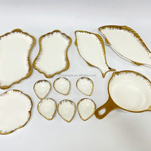 Qiaozhao — assiettes de table en <span class=keywords><strong>porcelaine</strong></span> personnalisées, bol de Stock en <span class=keywords><strong>porcelaine</strong></span>, assiettes de Restaurant en céramique, à bord doré - Product Image 1