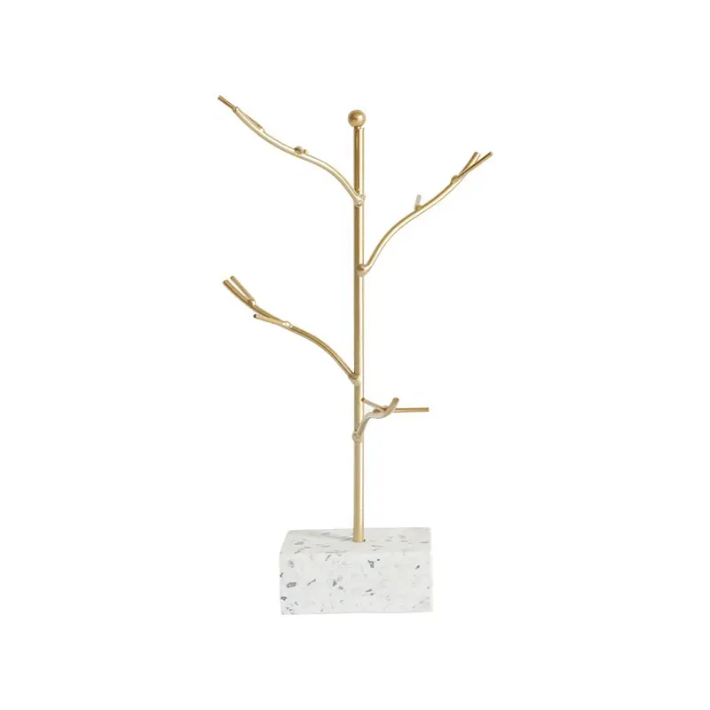 Luxury Tree Style Gold Metal Jewelry Ring Display Stand Holder
