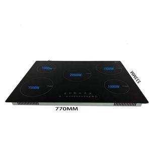 Table de cuisson à induction encastrable 5 foyers, noire, avec surface en verre céramique et panneau tactile, 220V 50/60Hz - Product Image 1