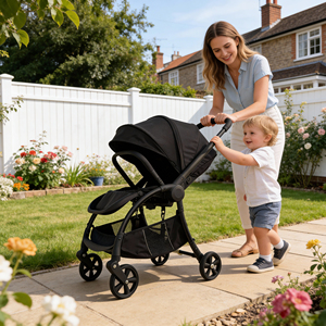 Poussette bébé pliable facile à roulettes larges en alliage d'aluminium 3 en 1 pour des voyages pratiques - Product Image 1