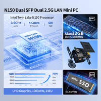 CWWK S2 Pfsense 10G N150 Güvenlik Duvarı Yönlendiricisi DDR5 Mini Bilgisayar 2 x 82599ES SFP+ 2 x i226V 2.5G Lan 2 x NVMe Mikro Güvenlik Duvarı Cihazı