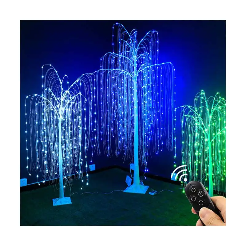 Luz de fadas artificial para bonsai, bonsai, salgueiro chorão, luzes LED com controle remoto para decoração de iluminação de férias, RGBW