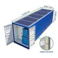 Conteneur frigorifique de 20 pieds à énergie solaire pour fruits, direct usine, avec panneaux solaires pour congélation et stockage à froid