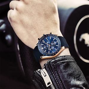 Montres pour hommes BENYAR 5140, marque tendance, bracelet en silicone, étanche, sport, chronographe, or rose, montre pour hommes étanche - Product Image 5