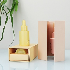 Skin Care Packaging Serum Bottle Yellow 1oz 30ml Frosted <b>Empty</b> Flat Shoulder Hair Essential Oil Glass Dropper Bottle with <b>Box</b> - Product Image 5