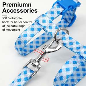 Ensemble de laisse azuza pour marcher et voyager en toute sécurité, harnais pour chat résistant à l'évasion Taille légère réglable Matériau souple pour petit grand - Product Image 3