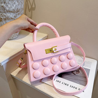 Sac à main 3D à pois pour femme, petit sac mignon en cuir PU avec poignée supérieure et bandoulière, fermoir doré, sac à main tendance