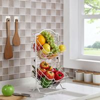 Noordse koolstofstalen dubbeldekker niet-opklapbare staande rechthoekige multifunctionele badkamer fruit- en make-up opbergrek Zhejiang