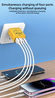 Chargeur rapide USB Type C 145W 4 ports, prise EU US, multi-ports USB C, charge rapide PD 3.0, adaptateur mural pour téléphone portable