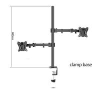 Support de bureau double écran articulé (80 cm) DL-T902-280II pour moniteurs 10-27 pouces, fixation par pince ou œillet, base pour PC, bras pliable, capacité 12 kg