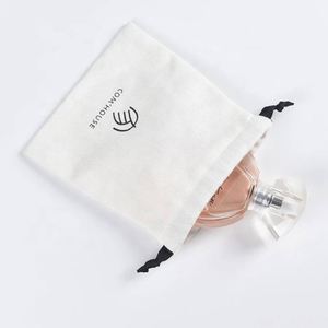Custom Logo Printed Pink Cotton Gift Jewelry Pouch <b>Small</b> Cotton Drawstring Jewelry Packing Bag - Product Image 6