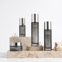 Flacon en verre gris foncé pour émulsion tonifiante, pot de crème pour les yeux avec capuchon métallique brillant, contenants vides de 120 ml, 100 ml, 30 ml, 50 g