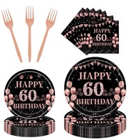 Vente chaude 7 pouces jetable noir assiette en papier Style moderne personnalisable CMJN impression vaisselle décorations pour les 60e fêtes