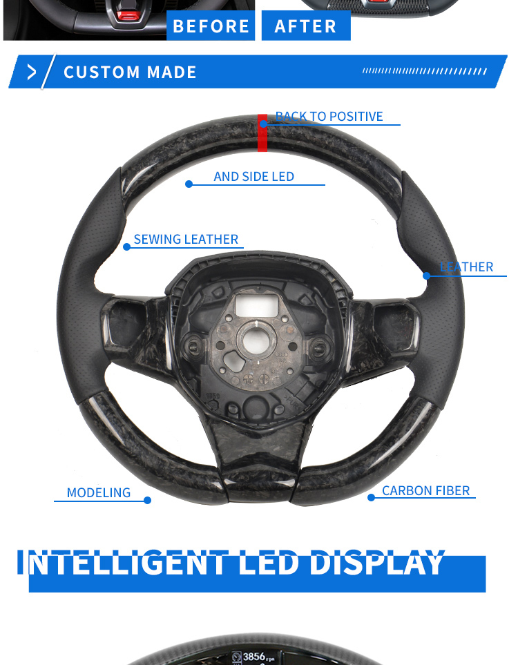 Custom Alcanta-r carbon fiber steering wheel For Lamborghini URUS HURACAN LP550 LP560 LP570 racing wheel convertible