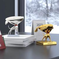 Figurines de chien personnalisées en gros, trophées animaux en métal, chien porte-bonheur, moulage 3D plaqué or